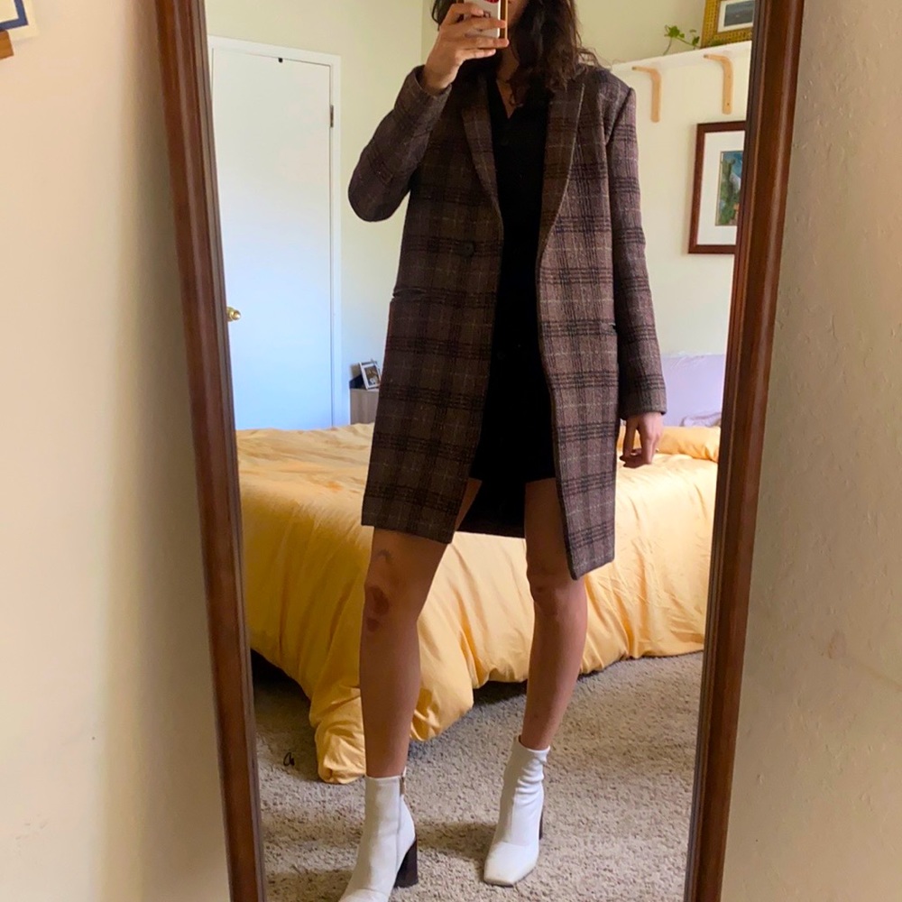 Theory plaid wool coat